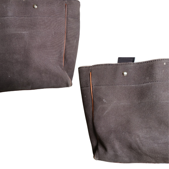 Kate Spade Large Brown Canvas Tote Diaper Bag Butterfly Green Lining Y2K Vintage - Picture 5 of 11